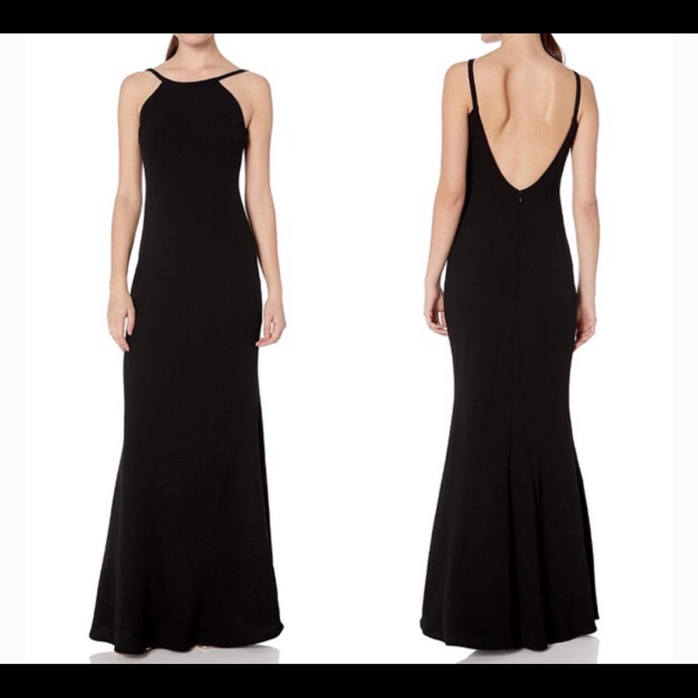 NWT Calvin Klein halter open back full length gown